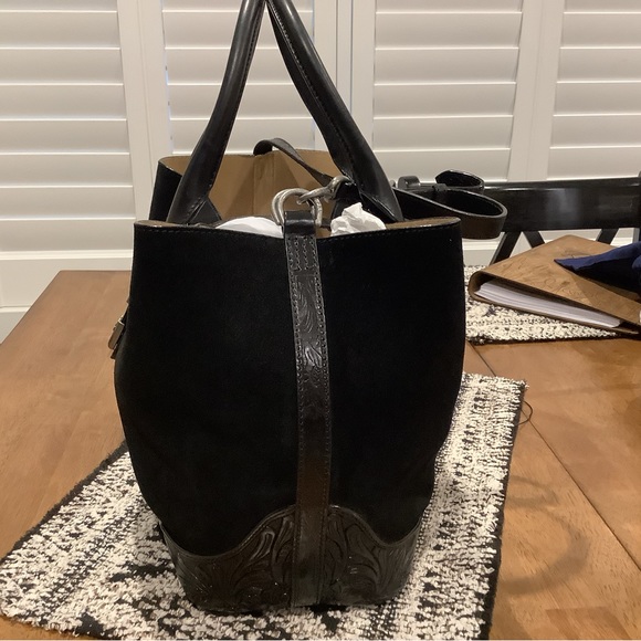 Authentic Polo Ralph Lauren Medium Suede Buckle Tote - Picture 2 of 13